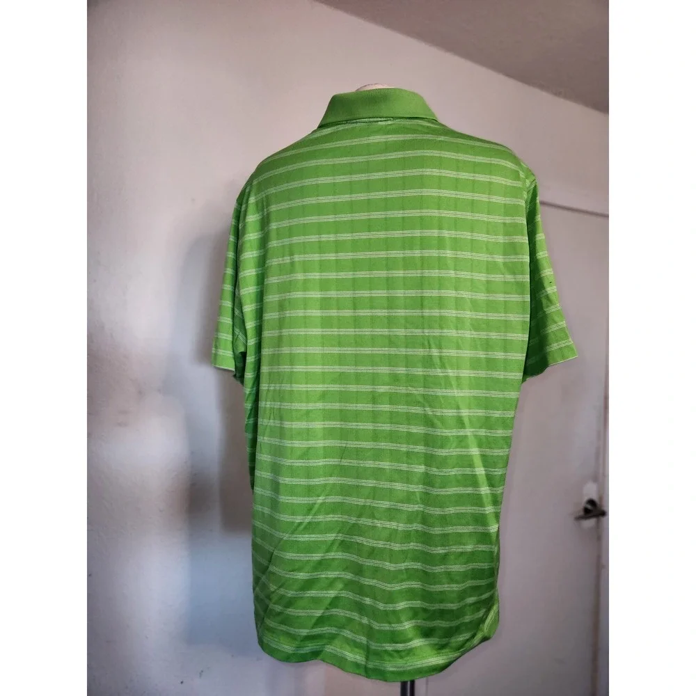 Nike Tiger Woods Collection Pelican Hill Green Striped Golf Polo Shirt Mens XL